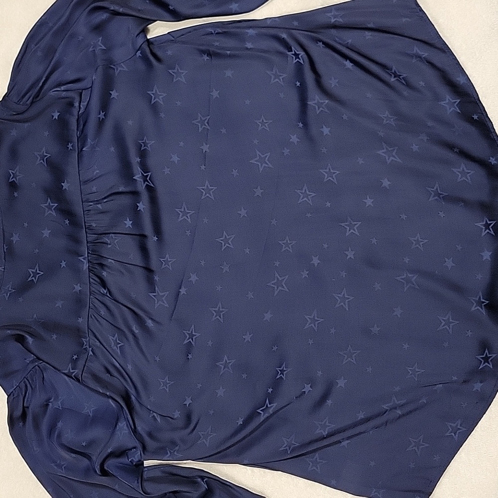 Torrid Peasant blouse, Charmeuse Jacquard Star Navy - Picture 11 of 14